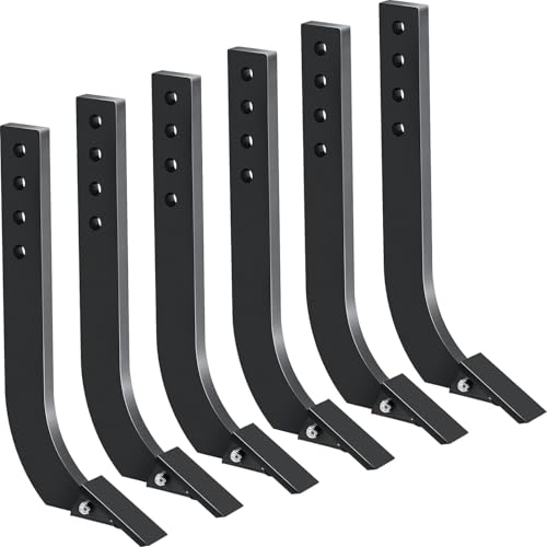 BouPower 5PCS Box Blade Shank 18 in Scarifier Shanks for Box Blade 4 Holes Box Scraper with Removable Tapered Teeth & Pins Adjustable Shanks Assembly for Replacement Digging Plowing