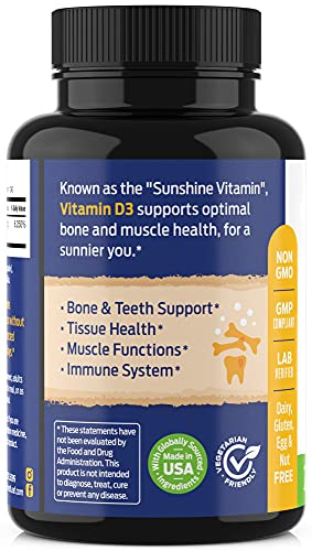 Forestleaf - Vitamin D3 50,000 Iu Weekly Supplement - 240 Vegetable Vitamin D Capsules For Bones, Teeth, And Immune Support - Easy Swallow Pure Vitamin D3 Caps 50000 Iu - Non Gmo Pills #TOP7