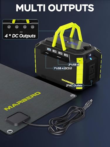 Image of MARBERO Solar Generator 150W Peak 150Wh Portable Power Station with Solar Panel Included Camping Power Supply with AC Outlet DC USB Ports for Outdoor RV Fishing Emergency