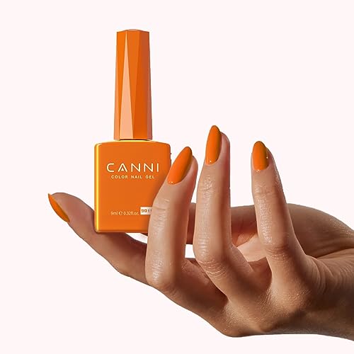Image of CANNI Bright Orange Gel Nail Polish, 1Pcs Orange Gel Polish Color High Gloss Soak Off U V Nail Manicure Salon DIY