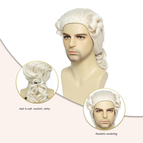judge colonial wig for men beige funny crazy wigs washington halloween costume cosplay party wigs beige