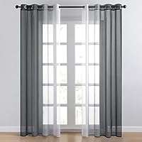 Topfinel Gardinen Schwarze Weiß Farbverlauf Vorhang Halbtransparent Vorhänge mit Ösen Kinderzimmer Junge Luftige & Lichtdurchlässige Gardine Wohnzimmer 2er Set H 225 x B 140 cm