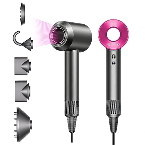 Kawayiads Professional High-Speed Hair Dryer, Fast Drying 110,000 RPM Brushless Motor 1500W Blow Dryer, 3 Speed & 4 Heat Settings, Negative Ionic Tech, 5 Magnetic Attachments for Straightening & Curling