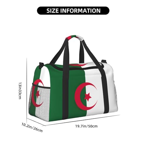 Flag of Algeria print Travel Duffle Bag Gym Bag for Women,Puffer Tote Bag,Weekender Overnight Bag Organizer4