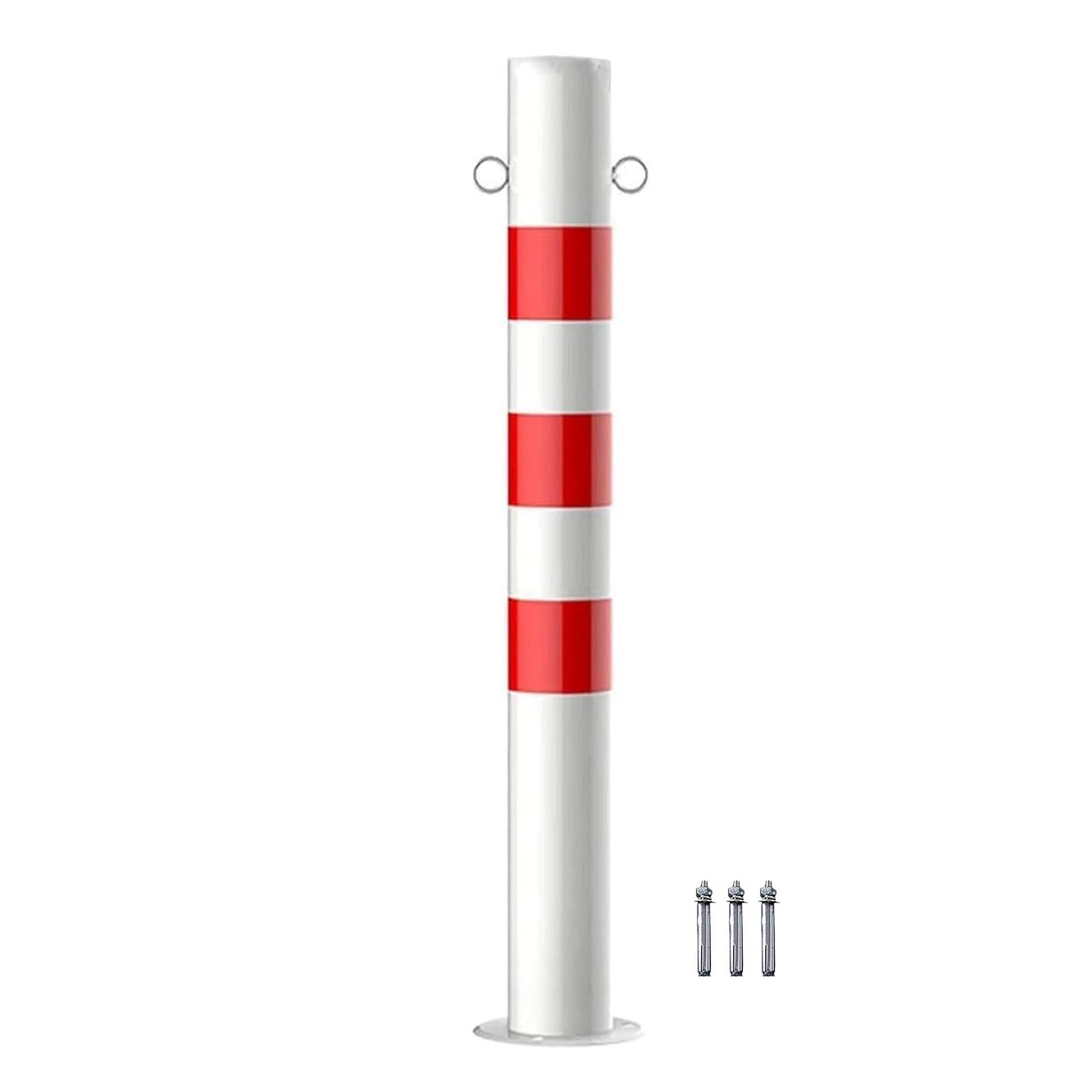 Generico Dissuasori di Sicurezza in Acciaio | Barriere stradali e Pali di Sicurezza con Catena | Pali di parcheggio Resistenti per Aree ad Alto Traffico | 3x29,5 Pollici Rosso (1 pz)