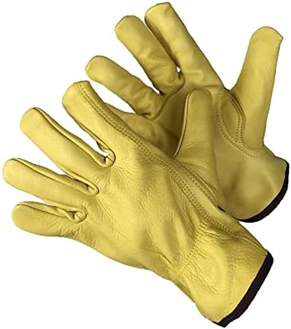 TuffGrip 12 Pairs XL Golden Brown Leather Work Gloves. Ideal Hand Protection All Environments (XL)