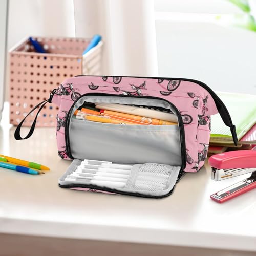 Image of Fisyme Dirt Bike Motocycles Pencil Case Large Capacity Pen Bags Box Big Makeup Pouch Organizer