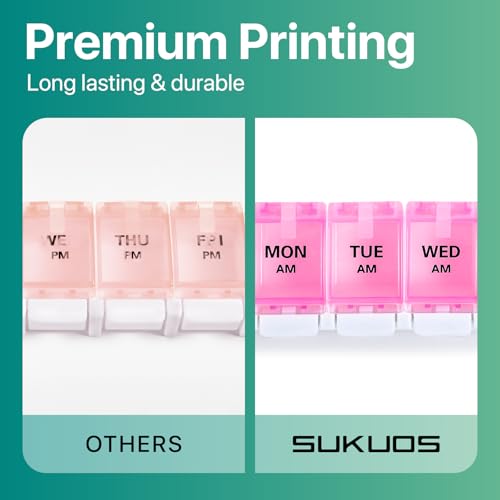 Image of Sukuos AM PM Weekly Pill Organizer 7 Day, 2 Times A Day Medicine Pill Box with Easy Push Button, BPA Free Vitamin Cases for Fish Oil /Supplements, Easy to Clean (Purple&Pink)