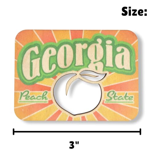 Imán de Madera Georgia Peach State con Diseño de Durazno miniatura 5
