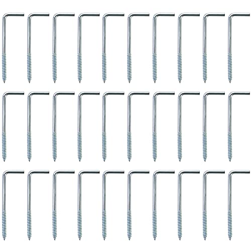 QWORK Schraubhaken gerade mit Schlitz, Hakenschraube galvanisch verzinkt, L-förmig, Wandhaken, 70mm x 22mm, 30 Stück