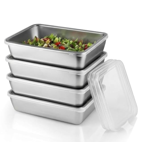 Image of 2000ML Stainless Steel Food Storage Container with Transparent Lid | Stackable Steel Box for Fridge Storage, Meal Prep & Serving | Freezer Safe for Office, Gym, BBQ & Kitchen (4)