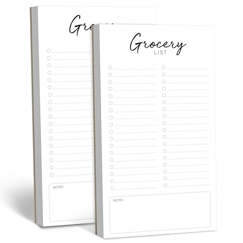 Hebayy Magnetic Grocery List, 2 Pack Food Pad for Fridge, Magnetic Notepads for Refrigerator 140 Sheets Shopping Lists with Full Magnet Back, Blank Note Pad for Metal Surface