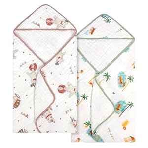 Baby bath towels 100 muslin cotton hooded baby towels 2 pack shower gifts for newborn infant toddler kidssuper soft and absorbent large 35x35inches  urban country home decor