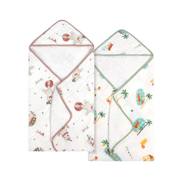 Baby bath towels 100 muslin cotton hooded baby towels 2 pack shower gifts for newborn infant toddler kidssuper soft and absorbent large 35x35inches  urban country home decor