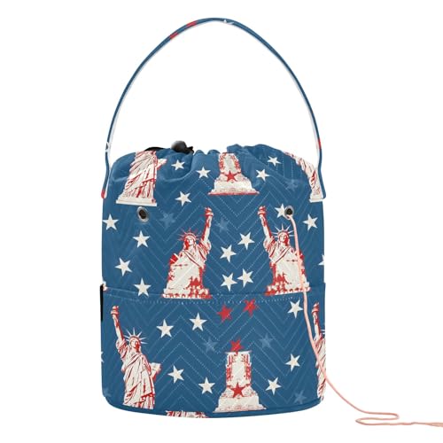Yarn Storage Bag Small Crochet Bag Knitting Bag Organizer The Statue of Liberty 2 Yarn Bags for Crocheting Basket