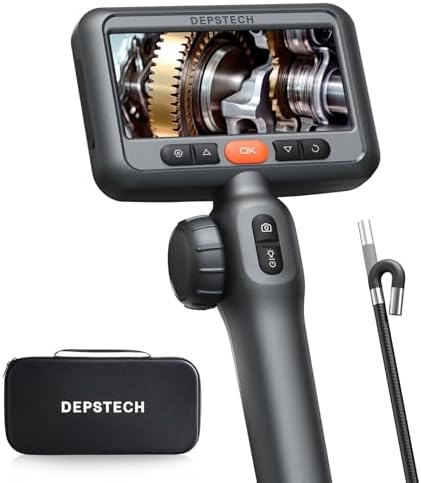DEPSTECH 4.5" Articulating Borescope, HD Inspection Camera with Light 5FT