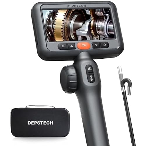 DEPSTECH 4.5" Articulating Borescope, HD Inspection Camera with Light 5FT