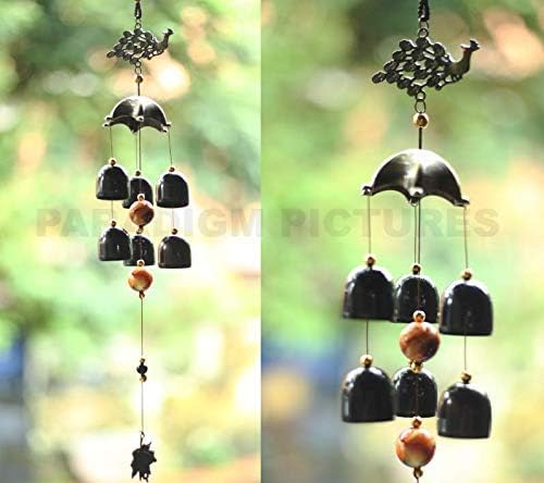 Peacock Evil Eye Wind Chime | Positive Energy Home Dรฉcor Hanging | Metal Bells for Balcony, Garden & Diwali Giftโ