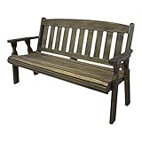 Amish Casual Outdoor Heavy Duty 800 LB Mission Pressure Treated Garden Bench(5 Foot, Dark Walnut Stain)