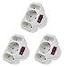 Produktbild 3x Mehrfachstecker weiß mit Schalter - Steckdosenadapter mit Kindersicherung - Zwischenstecker 3fach - Multistecker 1 Schuko 2 EU-Steckdosen