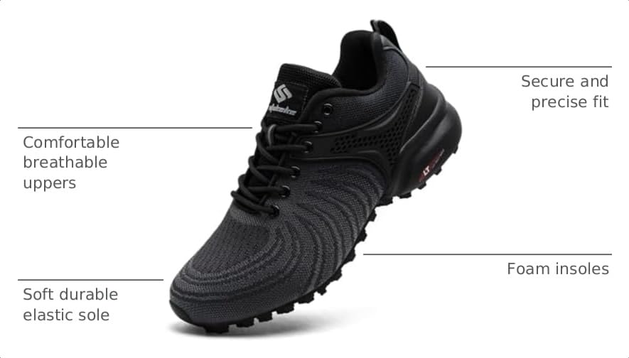 Image of Men's Trail Running Shoes Lightweight Breathable Walking Hiking Sneakers Outdoor Athletic Tennis Cross Training Shoes