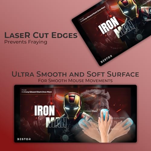Image of BESTOR Mouse pad with Precise Cut Edges, Waterproof Surface & Non-Slip Rubber Base Stitched Edges Gaming Mouse Mat for Laptop (60cmx34cm)