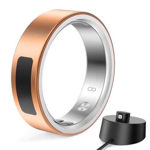 MUNBYN Smart Ring for Women and Men, Fitness Tracker with Sleep Tracking, Heart Rate, Blood Oxygen, Health Reports, Step Counter, 5ATM Waterproof, Compatible with iOS & Android, Rose Gold 8