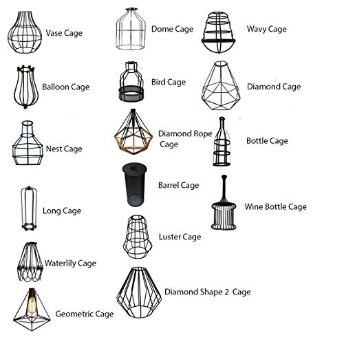 Open Style Black Industrial Cage Pendant Shade Hanging Light Easy Fit Wire cage Lampshade Metal Basket Cage for Any Pendant Set Wall Lights Ceiling Lighting (Diamond Rose Gold) - Image 4