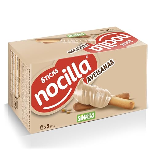 Nocilla, Sticks, Avellana, Palitos de Pan con Nocilla Avellana, sin Aceite de Palma - 2 Raciones de 30g - 60g
