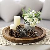 Athaliah Wooden Serving Tray | Candle Holder Tray 12.5x12.5x1.25In(LxWxH)|Round Coffee Table Tray |...