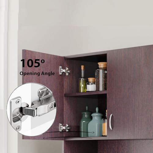 Image of VIKI Furniture | Kitchen Cabinet - Drawer with Doors & Open Shelves, Organizer for Kitchen, Bedroom, Hallway & Living Room (Dark Wenge - 40D x 80W x 180H cm) | 1 Year Warranty