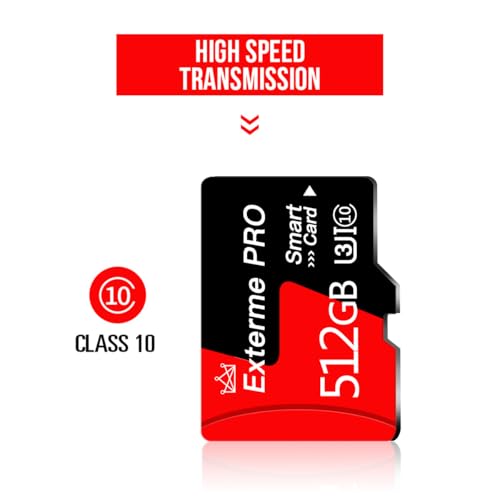 Image of 512GB Micro SD Card 512GB Memory Card with SD Adapter Micro SD Memory Cards Mini SD Card for Camera Class 10 High Speed TF Card for Drone,GOPRO