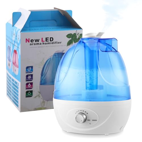 Humidificador de aire para dormitorio con luces LED, 2,5 l, tamaño supergrande, con boquilla de vapor extensible 360°, 28 dB, humidificador ultrasónico silencioso para habitaciones infantiles y Humidificador de aire para dormitorio con luces LED, 2,5 l, tamaño supergrande, con boquilla de vapor extensible 360°, 28 dB, humidificador ultrasónico silencioso para habitaciones infantiles y