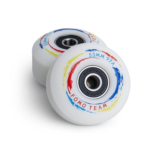 fomo team Skateboard Rollen Skateboard Räder, 53X33 mm 97A 4Stück Straßenräder mit ABEC-9 Kugellagern mit T-Tools für Skateboard-Ersatzräder 4pcs