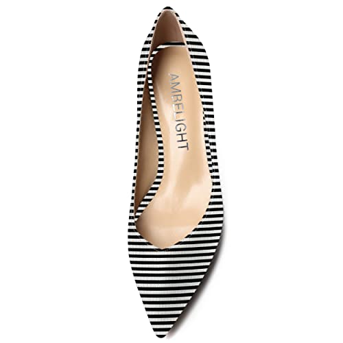 AMBELIGHT Womens Casual Slip On Pointed Toe Dress Shoes Patent Kitten Low Heel Pumps Shoes 2 Inch3