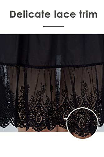 BEAUTELICATE 100% Cotton Half Slip Skirt Extender with Lace Trim Vintage Underskirt