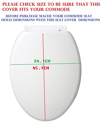 Image of MLD HKM-01 Wall Hung Polyethylene Oval Shaped Design Hydraulic Soft Closing PP Toilet Seat Cover Hinge Size adjustment sideways front back fit all brand Commode Close White Color