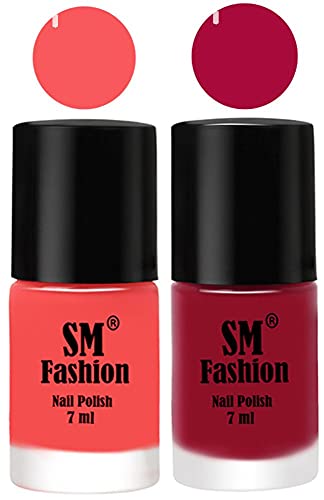 Image of Long Lasting Nail Polish | Nail Paint Combo 7 ml Each) - Set of 2 Light Pink-Raspberry