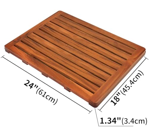 Utoplike (24"x18") Teak Wood Bath Mat, Shower Mats for Bathroom, Large for Spa Home or Outdoor