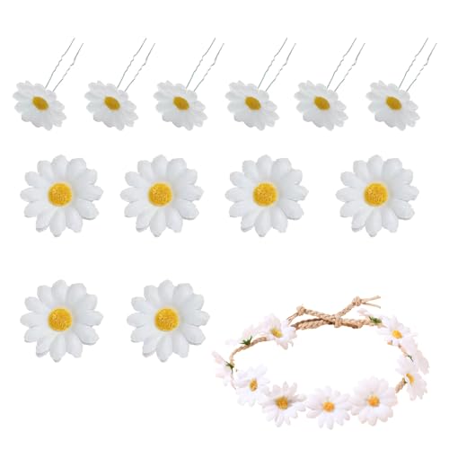 Faixas de cabelo de crisântemo flores girassol, faixa de cabeça de girassol de cabelo de crisântemo flores margarida, conjunto de 12 peças que contém uma corda para o cabelo
