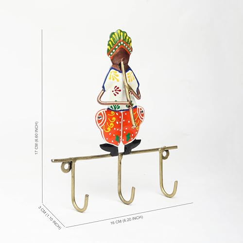 Image of Habere India-All the Cultures Fabricating India Keychain Stand | Keys Organizer | Key Hanger for Wall | Keychain Holder | Modern Key Holder for Wall (Orange - 16x3x17 cm)