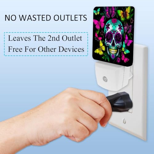 Luz nocturna LED calavera mariposas para niños 7.6x7.6 cm miniatura 3
