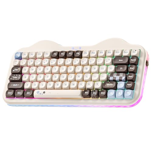 Image of YUNZII C75 Wireless Mechanical Keyboard,75% Layout, Hot-Swappable NKRO,BT5.0 /2.4G /USB-C Mode,Dye-Sub PBT MOA Keycaps,RGB Gasket Mount,Cute Cake Design for Mac /Win /Gaming (Choco, Candy Switch)