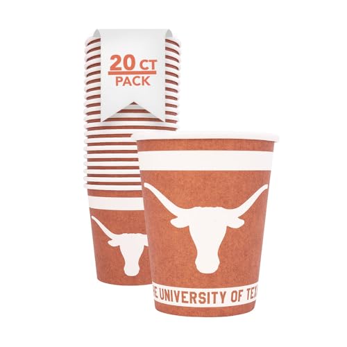 Desert Cactus University of Texas Paper Cups UT Longhorns 20 Count 9 Ounce Cold Beverage for Tailgates, Graduation, Party and Game Day Tablecloth Decoration (Design A)