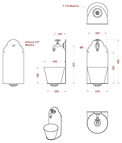 FONTANA a PARETE IN FERRO 42/PR - Antracite