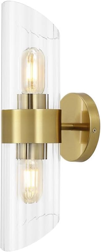 Eytan 17" Brass Gold Cylinder Wall Sconce with Clear Shade