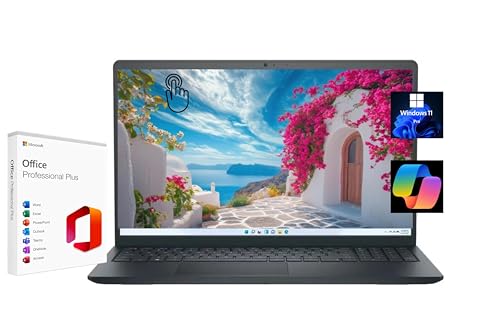 Image of Dell 15.6 inch FHD Touchscreen Laptop, with Free Lifetime Microsoft Office, Intel Core i5-1334U, 16GB RAM, 1TB SSD, Intel UHD Graphics, Windows 11 Pro, Carbon Black, Wi-Fi 6, Copilot