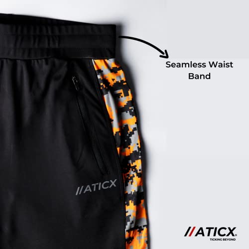 Image of ATICX Men's Slim Fit Polyester Track Pants - 4 Way Stretch Lycra Lower for Sports, Running, Gym with 2 Zip Pockets
