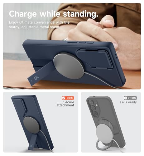Image of SURITCH for Samsung Galaxy S24 Ultra Phone Case, Magnetic Protective Cover with Camera Cover & Adjustable Metal Kickstand for Galaxy S24 Ultra (2024)-Dark Blue