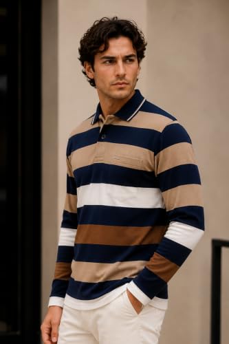 Image of Full Sleeve Polo T Shirt for Men Cotton with Pocket and Collar - Regular Fit Tshirt